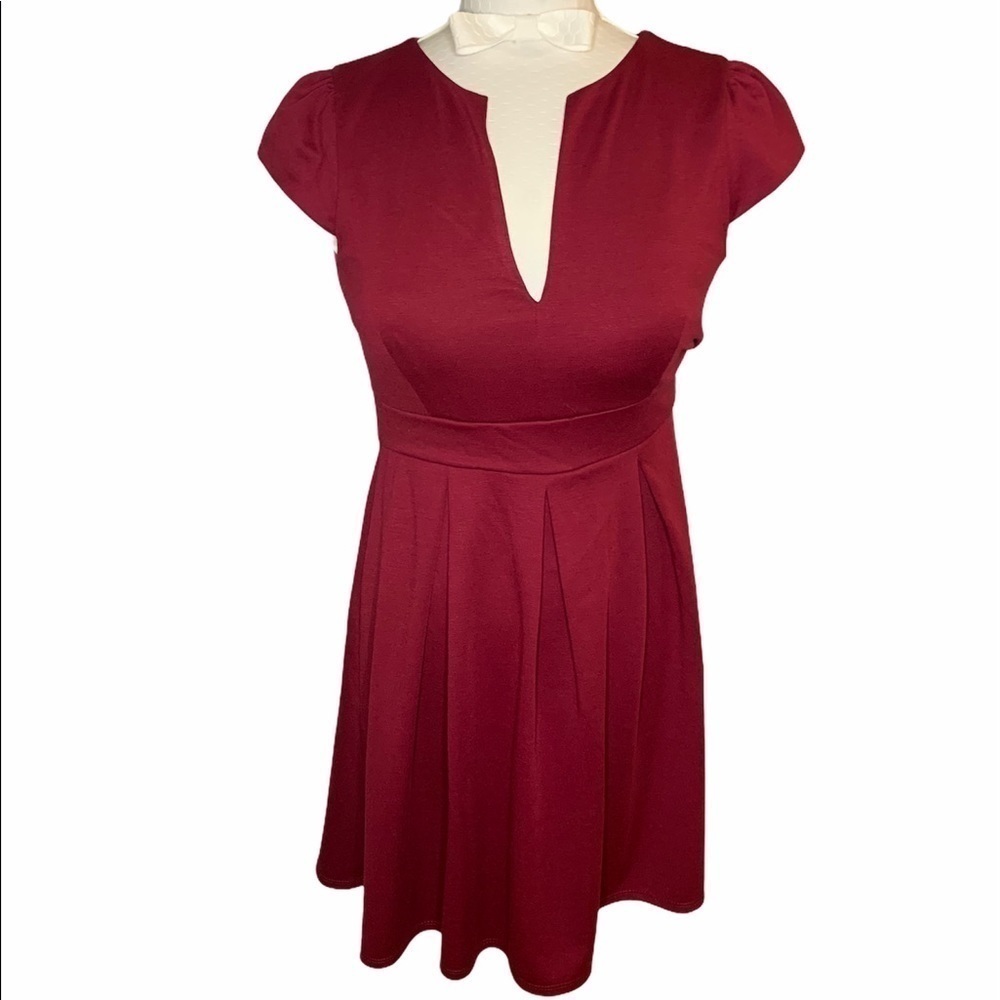 Yellow Star Cranberry Fit and Flare dress